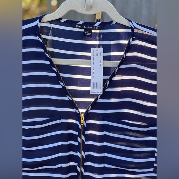 Zac & Rachel Striped Blue & White New Women’s Blouse - Picture 2 of 3